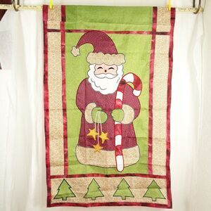 Santa Claus House/Yard Flag, Large 43"x27" Applique Reversible Christmas St Nick